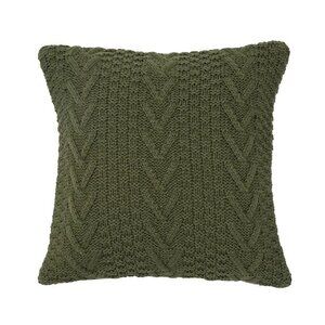 EVERGRACE Chunky Sweater Knit Throw Pillow 20x20in Moss Green Removable Cover